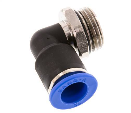 12mm x G1/2'' 90deg Winkel-Steckverschraubung mit Außengewinde Messing/PA 66 NBR kurze Hülse drehbar [2 Stück]
