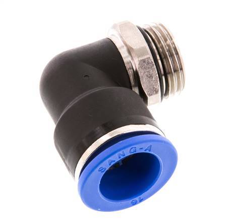 16mm x G1/2'' 90deg Winkel-Steckverschraubung mit Außengewinde Messing/PA 66 NBR kurze Hülse drehbar