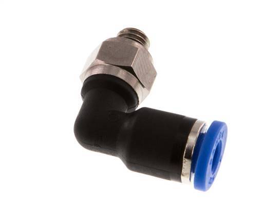 4mm x M 5 90Grad Winkel-Steckverschraubung mit Außengewinde Messing/PA 66 NBR drehbar [2 Stück]