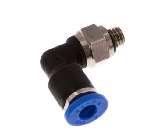4mm x M 5 90Grad Winkel-Steckverschraubung mit Außengewinde Messing/PA 66 NBR drehbar [2 Stück]