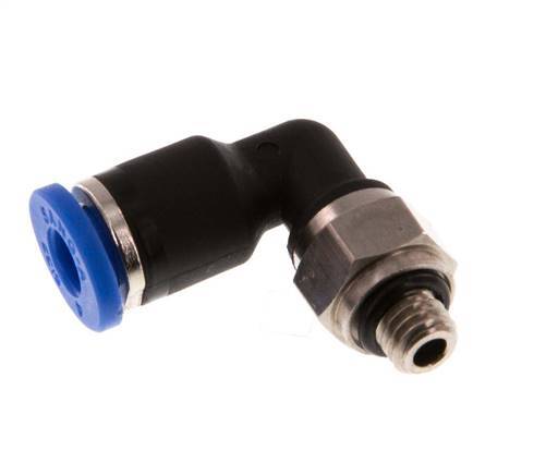 4mm x M 5 90Grad Winkel-Steckverschraubung mit Außengewinde Messing/PA 66 NBR drehbar [2 Stück]