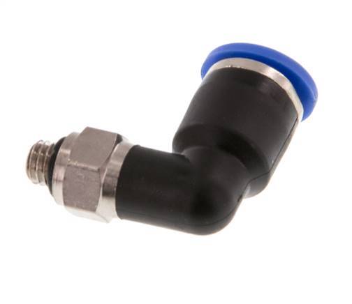 6mm x M 5 90Grad Winkel-Steckverschraubung mit Außengewinde Messing/PA 66 NBR drehbar [2 Stück]