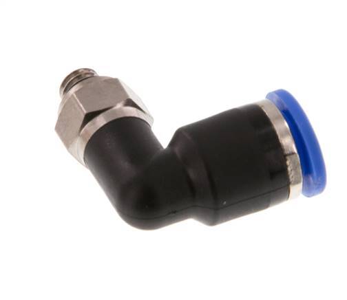 6mm x M 5 90Grad Winkel-Steckverschraubung mit Außengewinde Messing/PA 66 NBR drehbar [2 Stück]