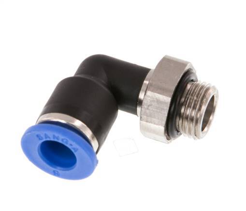 6mm x G1/8'' 90deg Winkel-Steckverschraubung mit Außengewinde Messing/PA 66 NBR drehbar [2 Stück]