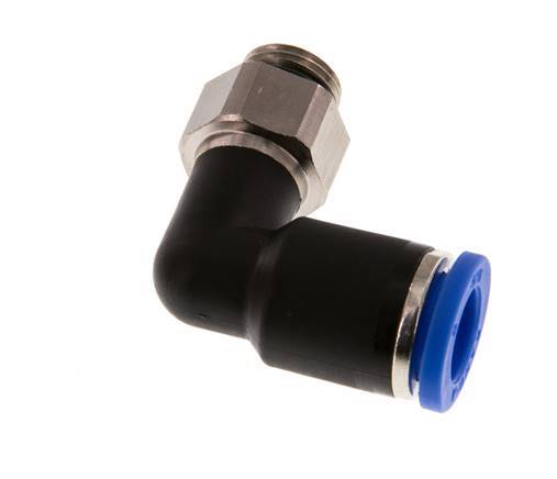 8mm x G1/8'' 90deg Winkel-Steckverschraubung mit Außengewinde Messing/PA 66 NBR drehbar [2 Stück]