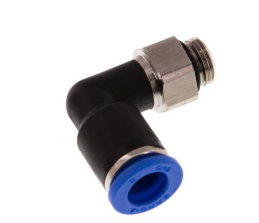8mm x G1/8'' 90deg Winkel-Steckverschraubung mit Außengewinde Messing/PA 66 NBR drehbar [2 Stück]