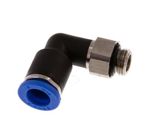 8mm x G1/8'' 90deg Winkel-Steckverschraubung mit Außengewinde Messing/PA 66 NBR drehbar [2 Stück]