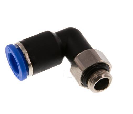 8mm x G1/8'' 90deg Winkel-Steckverschraubung mit Außengewinde Messing/PA 66 NBR drehbar [2 Stück]