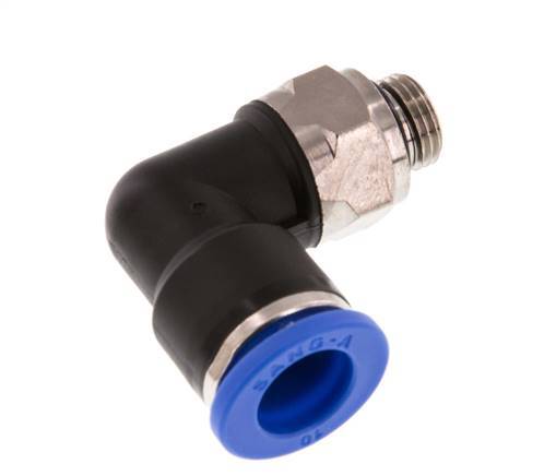 10mm x G1/8'' 90deg Elbow Push-in Fitting with Male Threads Brass/PA 66 NBR Rotatable [2 Pieces]