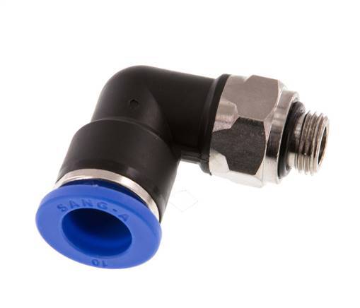 10mm x G1/8'' 90deg Winkel-Steckverschraubung mit Außengewinde Messing/PA 66 NBR drehbar [2 Stück]