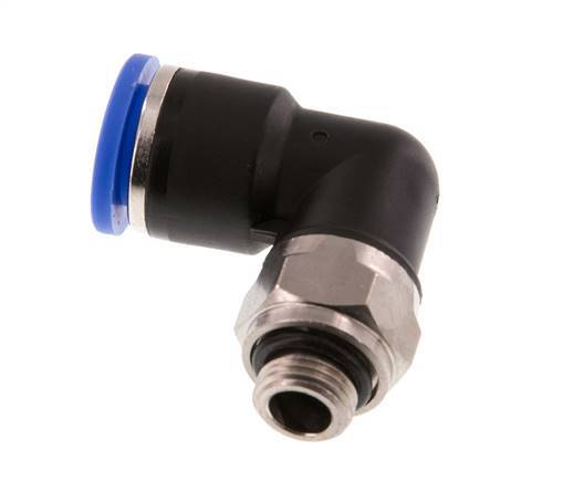 10mm x G1/8'' 90deg Winkel-Steckverschraubung mit Außengewinde Messing/PA 66 NBR drehbar [2 Stück]