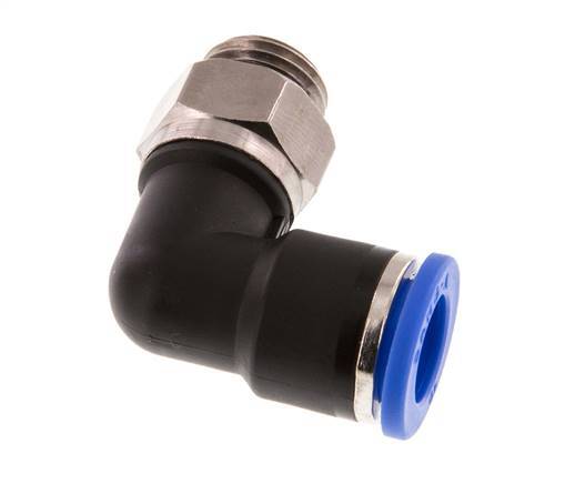 10mm x G1/4'' 90deg Elbow Push-in Fitting with Male Threads Brass/PA 66 NBR Rotatable [2 Pieces]