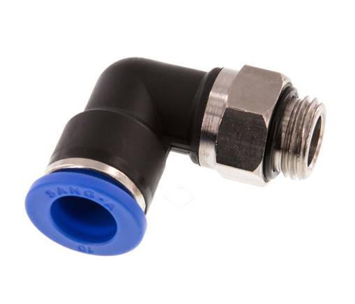 10mm x G1/4'' 90deg Winkel Steckverschraubung mit Außengewinde Messing/PA 66 NBR drehbar [2 Stück]