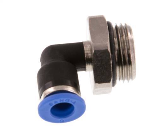 6mm x G3/8'' 90deg Winkel-Steckverschraubung mit Außengewinde Messing/PA 66 NBR drehbar [2 Stück]
