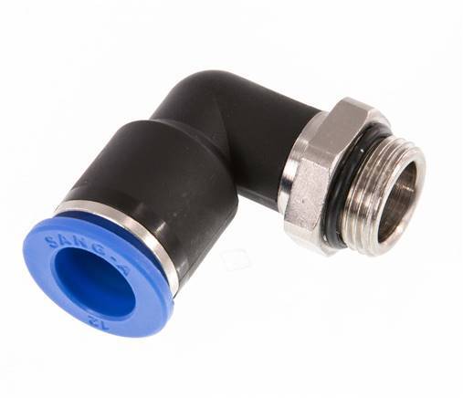 12mm x G3/8'' 90deg Winkel Steckverschraubung mit Außengewinde Messing/PA 66 NBR drehbar [2 Stück]