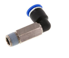 6mm x R1/8'' 90deg Elbow Push-in Fitting with Male Threads Brass/PA 66 NBR Long Sleeve Rotatable [2 Pieces]