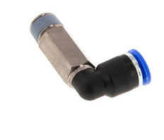 6mm x R1/8'' 90deg Winkel-Steckverschraubung mit Außengewinde Messing/PA 66 NBR lange Hülse drehbar [2 Stück]