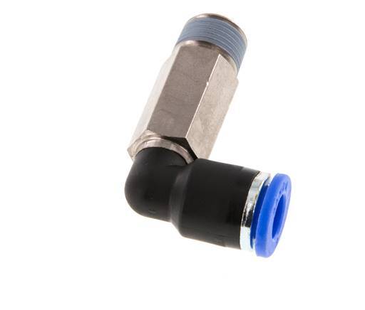6mm x R1/8'' 90deg Winkel-Steckverschraubung mit Außengewinde Messing/PA 66 NBR lange Hülse drehbar [2 Stück]
