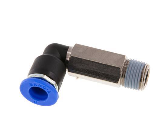 6mm x R1/8'' 90deg Winkel-Steckverschraubung mit Außengewinde Messing/PA 66 NBR lange Hülse drehbar [2 Stück]