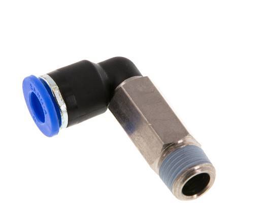 6mm x R1/8'' 90deg Winkel-Steckverschraubung mit Außengewinde Messing/PA 66 NBR lange Hülse drehbar [2 Stück]