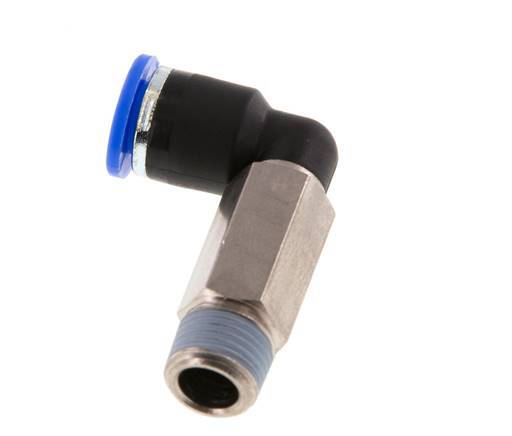 6mm x R1/8'' 90deg Winkel-Steckverschraubung mit Außengewinde Messing/PA 66 NBR lange Hülse drehbar [2 Stück]