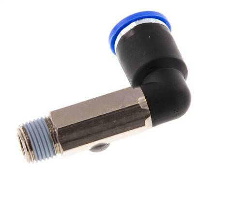 8mm x R1/8'' 90deg Elbow Push-in Fitting with Male Threads Brass/PA 66 NBR Long Sleeve Rotatable [2 Pieces]