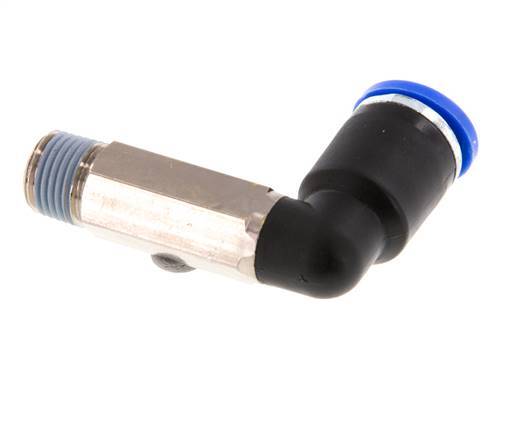 8mm x R1/8'' 90deg Elbow Push-in Fitting with Male Threads Brass/PA 66 NBR Long Sleeve Rotatable [2 Pieces]