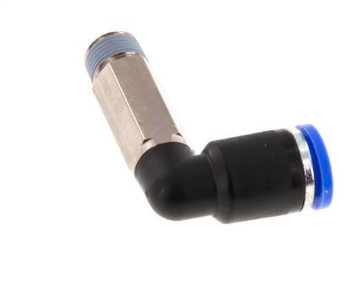 8mm x R1/8'' 90deg Elbow Push-in Fitting with Male Threads Brass/PA 66 NBR Long Sleeve Rotatable [2 Pieces]