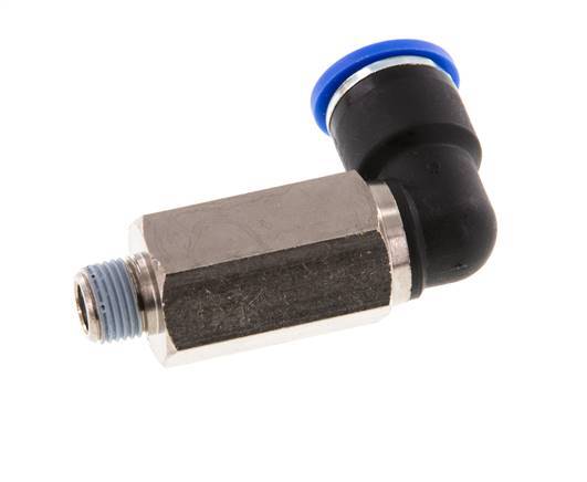 10mm x R1/8'' 90deg Elbow Push-in Fitting with Male Threads Brass/PA 66 NBR Long Sleeve Rotatable [2 Pieces]
