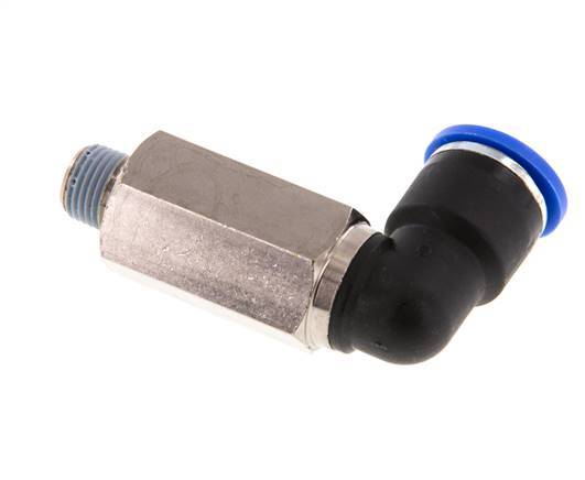 10mm x R1/8'' 90deg Elbow Push-in Fitting with Male Threads Brass/PA 66 NBR Long Sleeve Rotatable [2 Pieces]