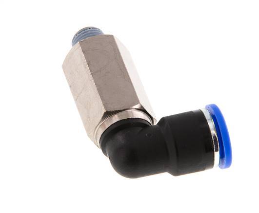 10mm x R1/8'' 90deg Elbow Push-in Fitting with Male Threads Brass/PA 66 NBR Long Sleeve Rotatable [2 Pieces]