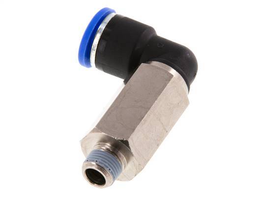10mm x R1/8'' 90deg Winkel-Steckverschraubung mit Außengewinde Messing/PA 66 NBR lange Hülse drehbar [2 Stück]