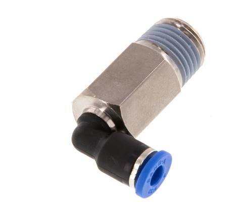 4mm x R1/4'' 90deg Winkel-Steckverschraubung mit Außengewinde Messing/PA 66 NBR lange Hülse drehbar [2 Stück]