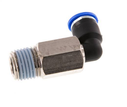 6mm x R1/4'' 90deg Winkel-Steckverschraubung mit Außengewinde Messing/PA 66 NBR lange Hülse drehbar [2 Stück]
