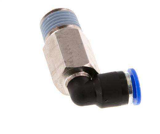 6mm x R1/4'' 90deg Winkel-Steckverschraubung mit Außengewinde Messing/PA 66 NBR lange Hülse drehbar [2 Stück]