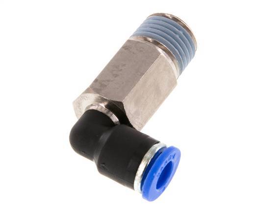6mm x R1/4'' 90deg Winkel-Steckverschraubung mit Außengewinde Messing/PA 66 NBR lange Hülse drehbar [2 Stück]