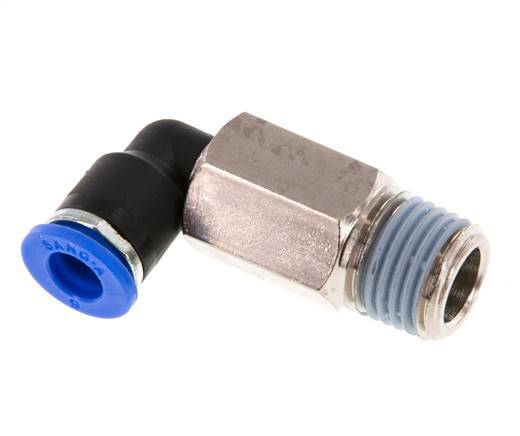 6mm x R1/4'' 90deg Winkel-Steckverschraubung mit Außengewinde Messing/PA 66 NBR lange Hülse drehbar [2 Stück]