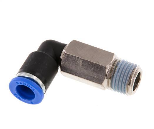 8mm x R1/4'' 90deg Winkel-Steckverschraubung mit Außengewinde Messing/PA 66 NBR lange Hülse drehbar [2 Stück]