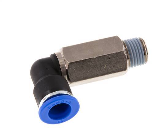10mm x R1/4'' 90deg Winkel-Steckverschraubung mit Außengewinde Messing/PA 66 NBR lange Hülse drehbar [2 Stück]