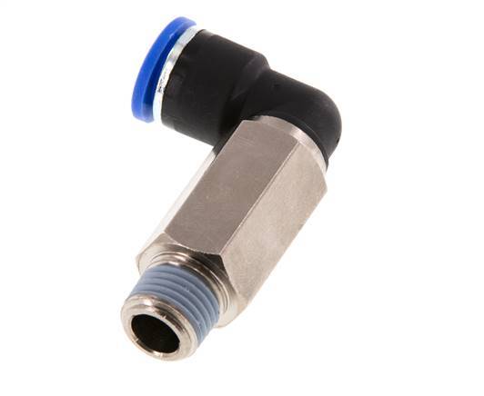 10mm x R1/4'' 90deg Winkel-Steckverschraubung mit Außengewinde Messing/PA 66 NBR lange Hülse drehbar [2 Stück]