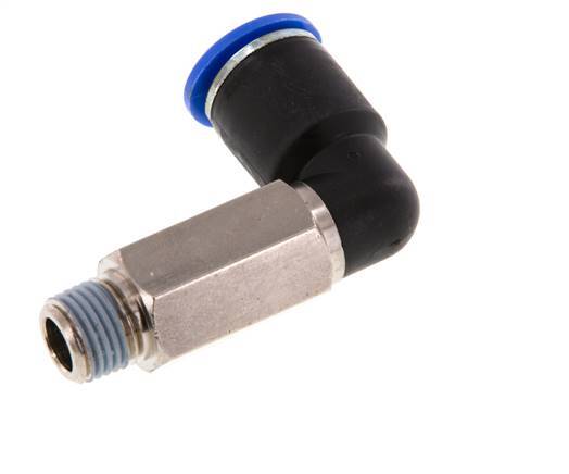 12mm x R1/4'' 90deg Elbow Push-in Fitting with Male Threads Brass/PA 66 NBR Long Sleeve Rotatable