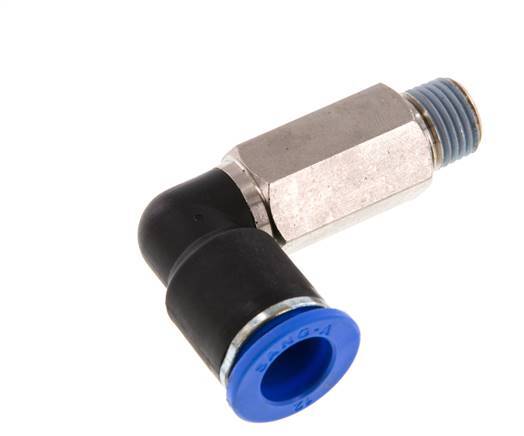12mm x R1/4'' 90deg Elbow Push-in Fitting with Male Threads Brass/PA 66 NBR Long Sleeve Rotatable