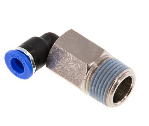 6mm x R3/8'' 90deg Winkel-Steckverschraubung mit Außengewinde Messing/PA 66 NBR lange Hülse drehbar [2 Stück]