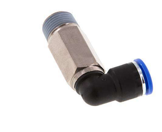 10mm x R3/8'' 90deg Winkel-Steckverschraubung mit Außengewinde Messing/PA 66 NBR lange Hülse drehbar [2 Stück]