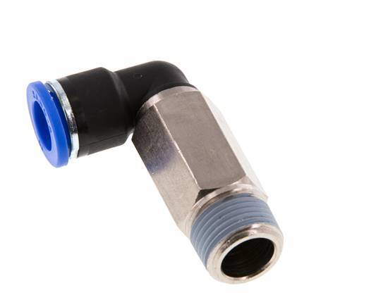10mm x R3/8'' 90deg Winkel-Steckverschraubung mit Außengewinde Messing/PA 66 NBR lange Hülse drehbar [2 Stück]