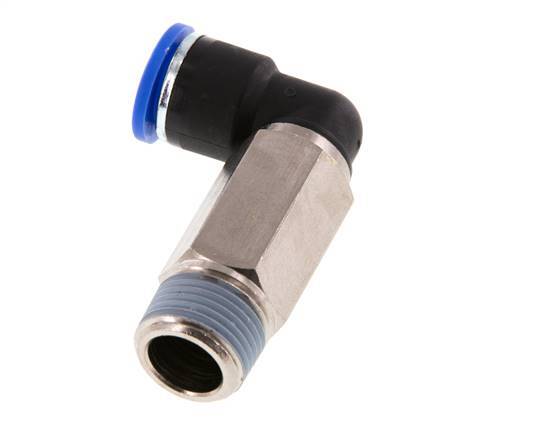 10mm x R3/8'' 90deg Winkel-Steckverschraubung mit Außengewinde Messing/PA 66 NBR lange Hülse drehbar [2 Stück]