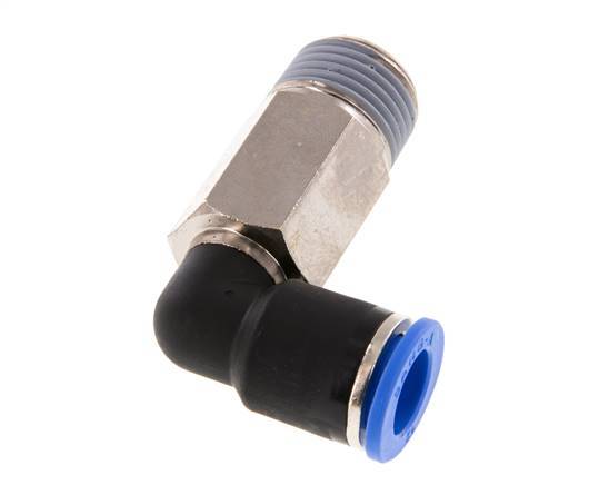 12mm x R1/2'' 90deg Elbow Push-in Fitting with Male Threads Brass/PA 66 NBR Long Sleeve Rotatable