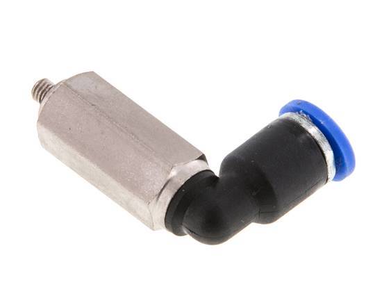 3mm x M 3 90Grad Winkel-Steckverschraubung mit Außengewinde Messing/PA 66 NBR lange Hülse drehbar [2 Stück]