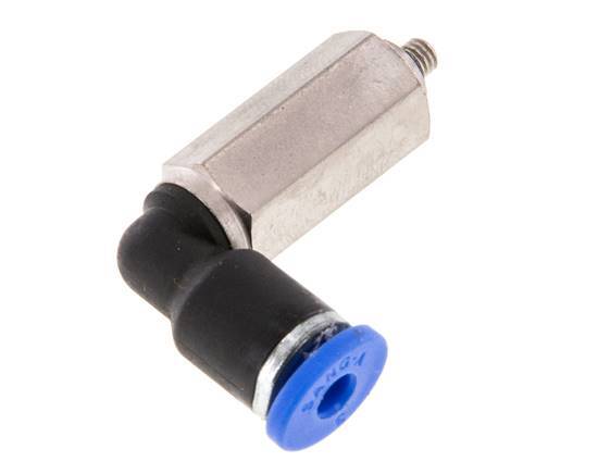 3mm x M 3 90deg Elbow Push-in Fitting with Male Threads Brass/PA 66 NBR Long Sleeve Rotatable [2 Pieces]