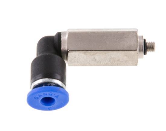 3mm x M 3 90Grad Winkel-Steckverschraubung mit Außengewinde Messing/PA 66 NBR lange Hülse drehbar [2 Stück]